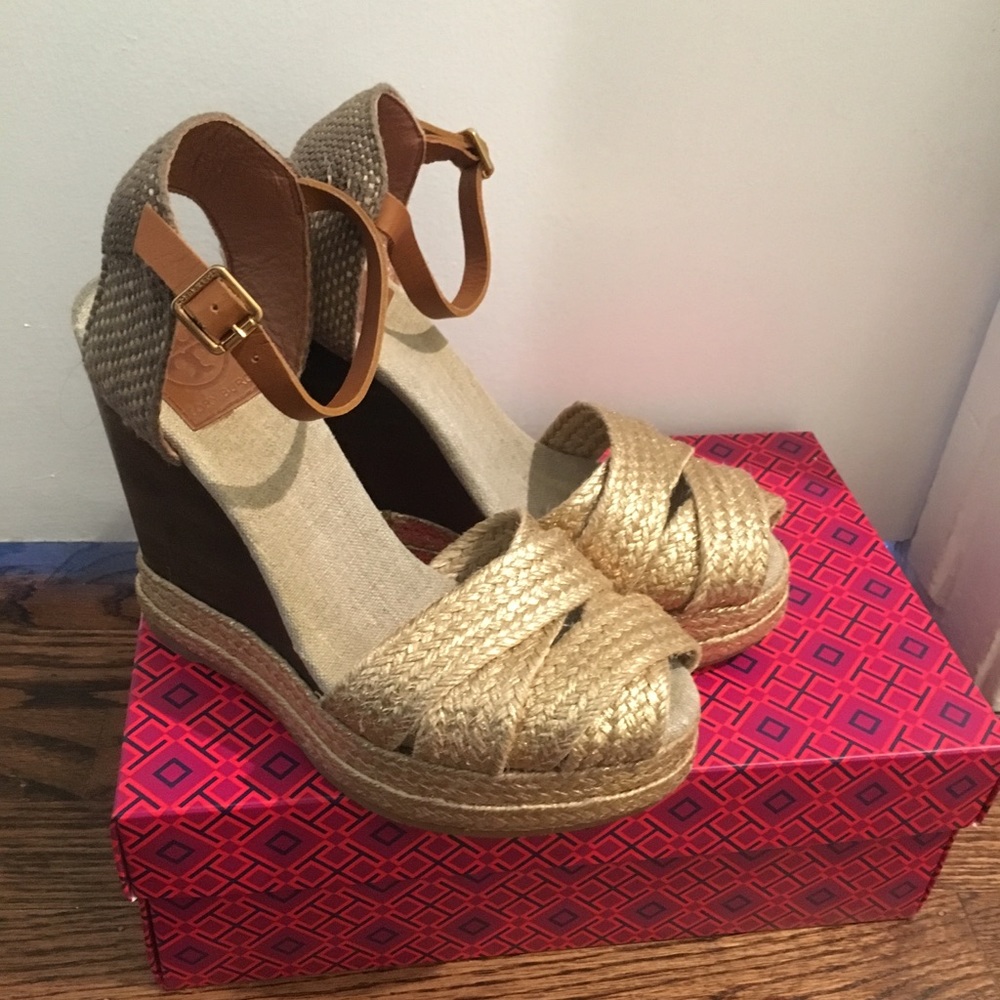 Tory Burch Ankle Strap Wedge Espadrilles